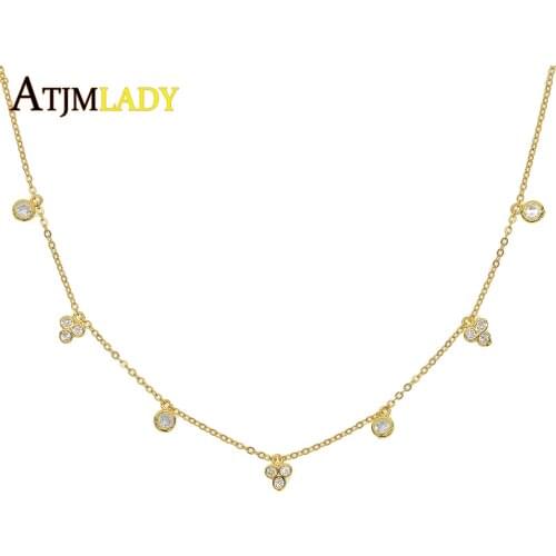 New 925 Sterling Silver Fashion cubic zirconia Necklace Poker Love Drop cz Pendant Necklaces For Women Fine Jewelry choker