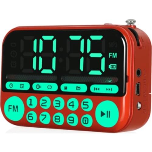 Portable Mini FM Radio Stereo Speakers Music Player Backlight Button Clock
