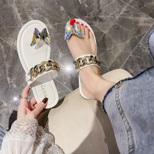 Chicli Korean INS Flat Bottom Sandals Flat Bottom Set Toe Vacation Anti-slip Fashion Outer Wear Clip-toe Slippers Women Summer