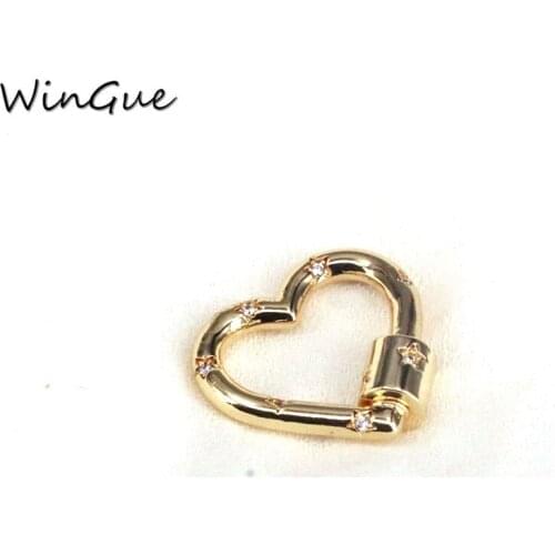 DIY CZ Jewelry Making Necklace DIY Jewelry Handmade Heart Shape Copper Screw Clasps Pendants Accessories For Women