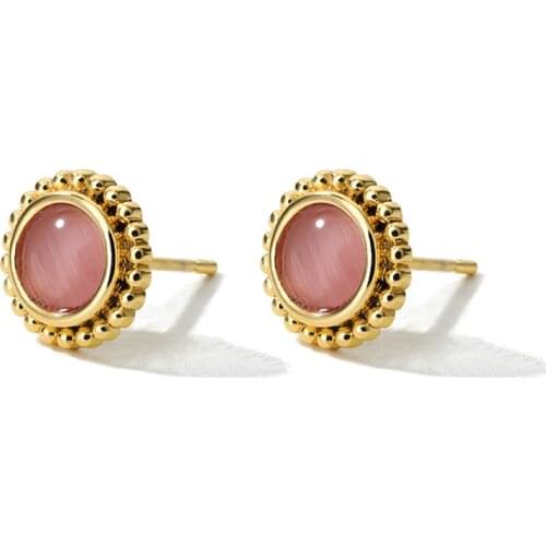 Floral Opal Stud Earrings For Women Girls Gold Silver Color Earrings 2020 Trend Couple Jewerly Valentines day Gift Aretes Femme