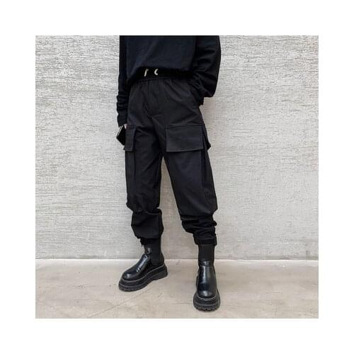 Fall Yamamoto, dark belted harem pants, mens overalls, functional, loose-fitting, Trendy Pants, slacks, Capri pants