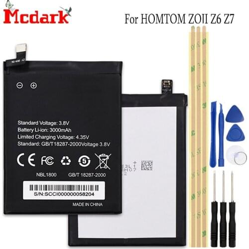 For HOMTOM ZOJI Z6 Z7 Battery Replacement High Quality Large Capacity 3000mAh Back Up Bateria For HOMTOM ZOJI Z6 Z7 with Tools