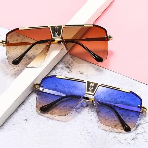 Unique One Piece Gradient Pilot Sunglasses For Men 2021 New Fashion Brand Driving Sun Glasses Women Alloy Shield Cool Shades