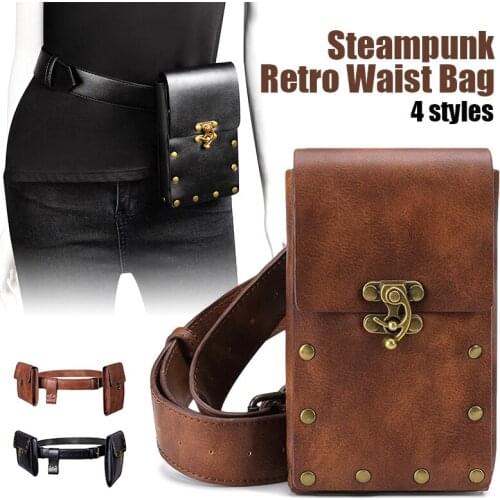 Medieval Renaissance Waist Ring Belt Waist Bag Women Men Viking Knight Pirate Cosplay Costume Retro PU Leather Phone Pockets