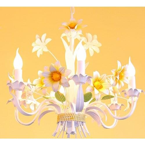European Style Living Room Garden Style Restaurant Candle Iron Flower Romantic Children Room Pendant Light hanglamp