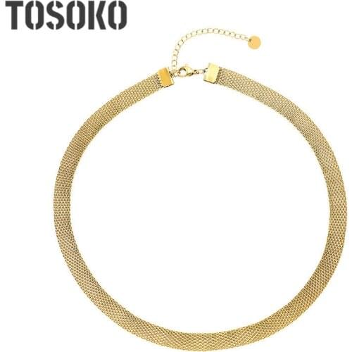 TOSOKO Stainless Steel Jewelry Collar Neck Chain Short Clavicle Exaggerated Wide Chain Personality Female Jewelry BSP743