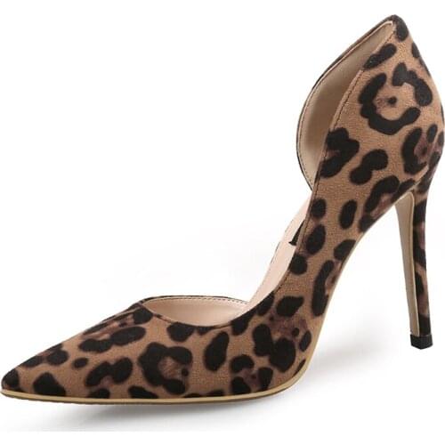 Pumps Models Leopard-printed Pointed High Heels Side Stiletto Nightclub Sexy Womens Shoes Frosted Shallow Mouth