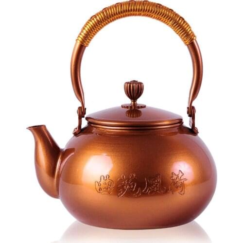 High-grade copper pot teapot purple lotus handmade copper kettle copper kettle casting upscale tea tool 1.2L