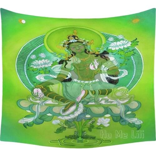 Green Tara Is A Female Buddha Well Known Goddesses In The Buddhist Worldthe Tapestry Is 100 % Polyester Art Deco