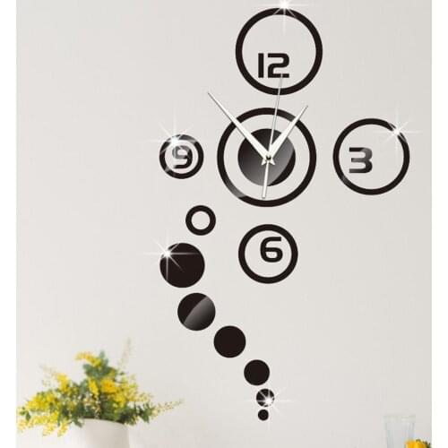 Mirror Style DIY Wall Clock Removable Decal Art Wall Sticker Home Decorations Wall Clocks 3D Home Decor
