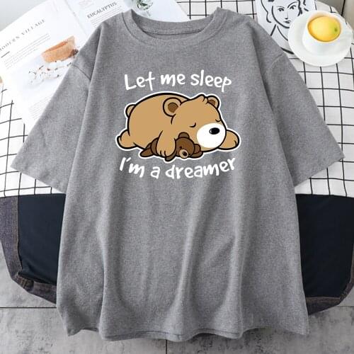 Bear Sleeping On Tummy Print WomenS T Shirt Casual O-Neck T-Shirts Fitted Comfortable Short Sleeves Funny Soft T Shirts Woman