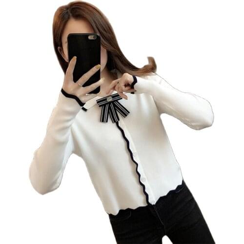 Ladies brief paragraph coat in 2021 during the spring and autumn thin bowknot sweater render unlined upper garment