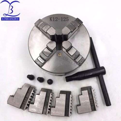 4 Jaw 5'' Lathe Chuck 125mm 4Jaw Self-centering Four Jaw Hardened Steel Plain Back CNC Lathe Metalworking for Drilling Milling M
