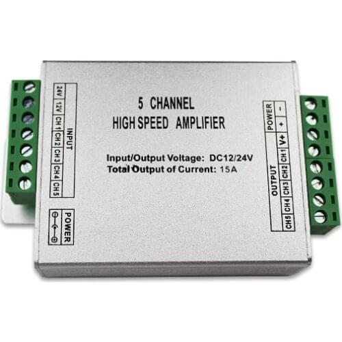5 Channel High Speed RGBWW led amplifier;DC12-24V input;3A*5CH output