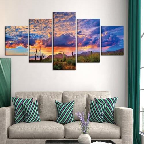5 Panels Scenery Posters And Prints Wall Art Canvas Painting Wall Pictures For Living Room Home Decoration