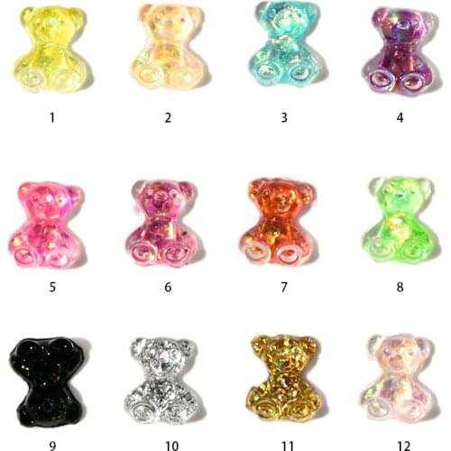 50pcs nail rhinestones bear charms resin creative ear nail art stones DIY cream rubber mobile phone shell accessories manicure