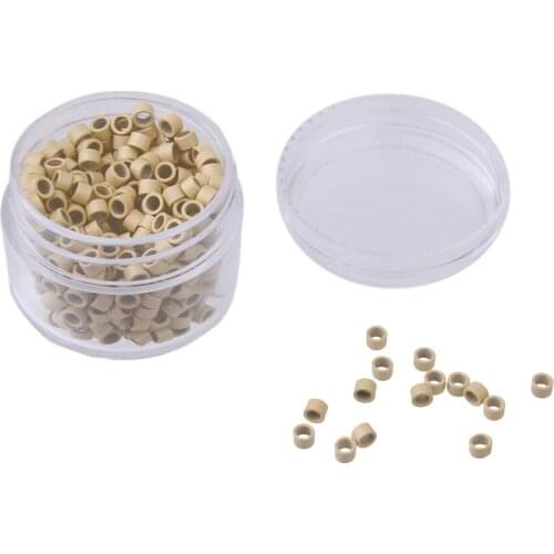500Pcs 5mm Aluminum Micro Nano Rings Beads for Hair Extensions Beige