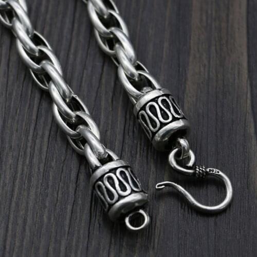 9mm Solid 925 Sterling Silver classic rope Necklace Chain Men punk Jewelry gift A5195