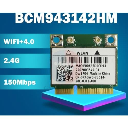 BroadCom BCM43142 BCM943142HM DW1704 Half Mini PCI-E Wlan WIFI Bluetooth4.0 Card for DELL XPS 2710 17TR