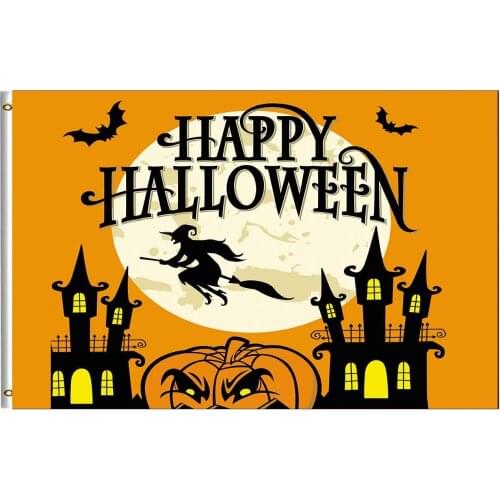 Halloween Flag Witch Spooky Pumpkin Haunted House Full Moon Bat Flag Garden House Indoor Outdoor Halloween Party Supplies