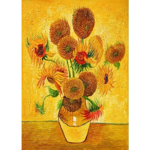 HD Vincent Van Gogh Canvas Prints Oil Painting Vase with Fifteen Sunflowers Wall Art Home Decor Picture No Frame Impressionist