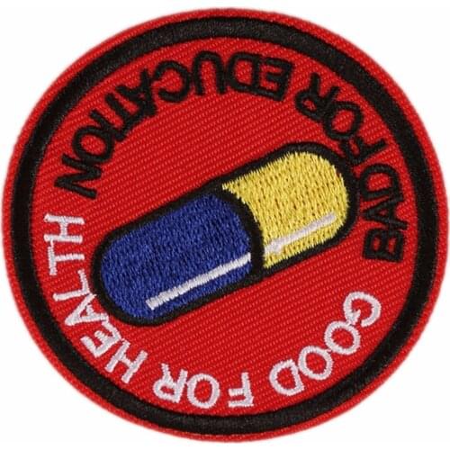JX-LCLYL 1pc Japanese Akira Kaneda Good For Health Bad For Education Iron On 2.5" Patch