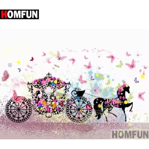 HOMFUN Full Square/Round Drill 5D DIY Diamond Painting "Carriage butterfly" 3D Embroidery Cross Stitch 5D Home Decor Gift A17291