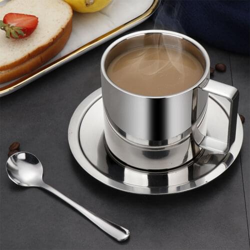 European Style Coffee Cup 304 Stainless Steel Thicken Insulation Office Drinking Cup Gift Tea High Quality Kitchen Tool E11570