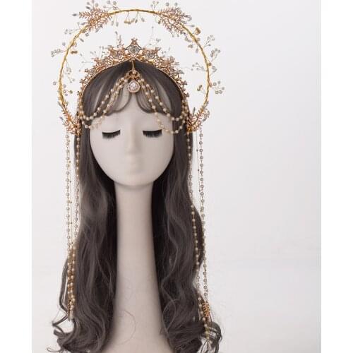 Halo Crown Gold Headband Virgin Mary Tiaras Headpiece Lolita