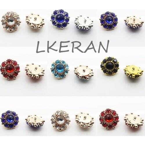 LKeRan 5Pc 26MM Fashion Mushroom Metal Crystal Buttons DIY Flower Rhinestone Craft Embellishment decoration Sewing Accessories