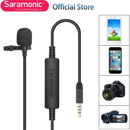 20ft Saramonic LavMicro-S Stereo Lavalier Microphone for iPhone 8 8x iPad Sony DV Camcorder Canon Nikon DSLR Camera Recorders