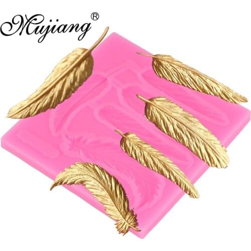 Mujiang DIY Feather Silicone Molds Sugarcraft Cake Border Fondant Cake Decorating Tools Gumpaste Chocolate Candy Clay Molds