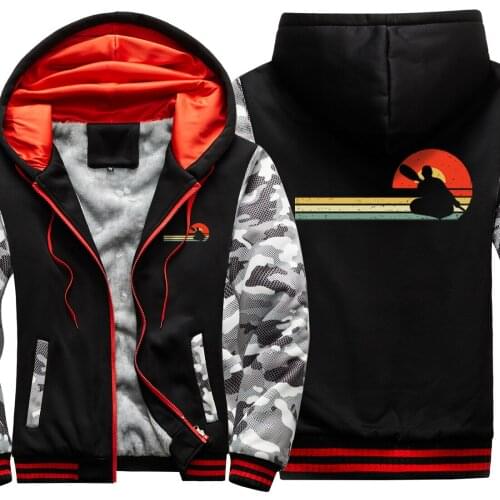 Boat Print Camouflage Raglan Thicken Jackets Mens Dark Blue Long Sleeve Harajuku Korean Tops Style Streetwear sudadera hombre