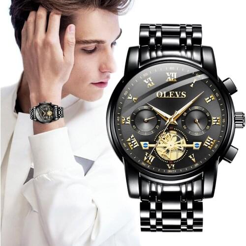 Watches Mens 2020 OLEVS Top Brand Luxury Business Fashion Chronograph Sport Waterproof Steel Quartz Clock Relogio Masculino