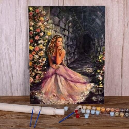 Portrait Woman DIY Paint By Numbers Package Acrylic Paints 50*70 Oil Painting Home Decoration For Children Wall Art Handicraft