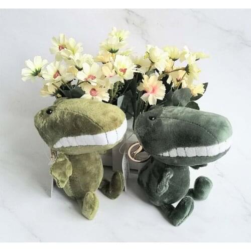 Naughty cute15cm plush dinosaur Fang Favorite cool Keychain bag decoration soft good quality christmas festival gift kid friend