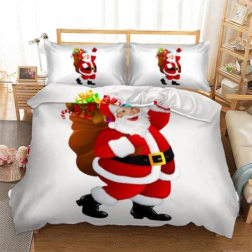 New Christmas Printed Bedding 3D Down Quilt Cover Pillowcase Childrens Christmas Bedroom Decorative Home Textile Set