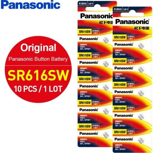 Original Panasonic 10pcs/lot SR616SW Silver Oxide Button Cell Batteries D321 321 GP321 6.8MM*1.6MM 1.55V Coin Battery for Watch