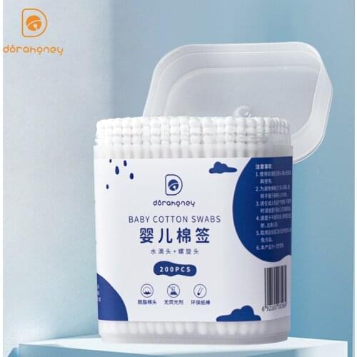 Dorahoney Baby Sticks Droplet-Pattern Spiral Head Long Infant Ear Nose Children Cleaning Swab Kids Care Cotton Buds Portable