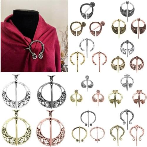Retro Medieval Viking Brooch Penannular Twists Cloak Clasp Shoulder Shawl Pin Sweater Scarf Cardigan Brooch Scottish Jewelry