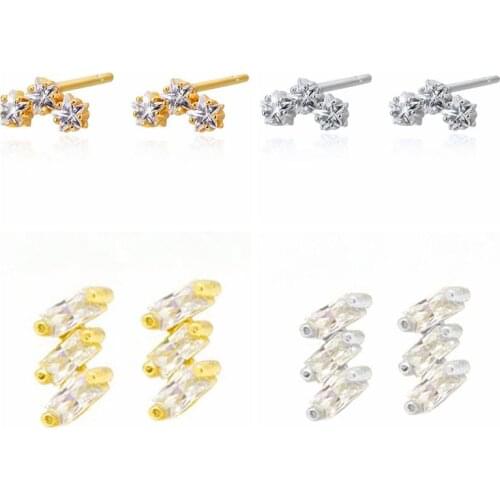 925 Silver Ear Needle Exquisite Tiny Stud Earring for Women Simple Shiny CZ Crystal Earrings Korean Fashion Daily Jewelry