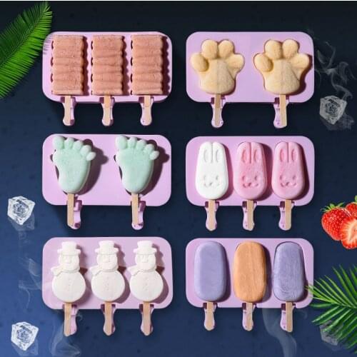 Silicone Ice Cream Mold Popsicle Molds DIY Homemade Cartoon Ice Cream Popsicle Ice Maker Mould Ice Cream Tool Popsicle Sticks