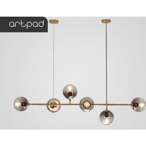 Artpad Nordic Black LED Chandelier Light 7/10 Glass Bubble Lampshade Dining room Cloth Store Hanging Chandelier Lighting G9 Bulb
