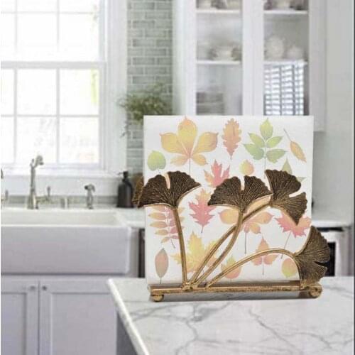 Vintage American Napkin Holder Ginkgo Biloba Metal Napkin Holder Kitchen Tissue Holder Servilletero Kitchen Storage DA60ZJH