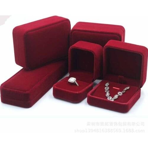 1pcs red /white color Flannel jewelry box Ring Stud necklace pendant bracelet bracelet jewelry storage box packaging box