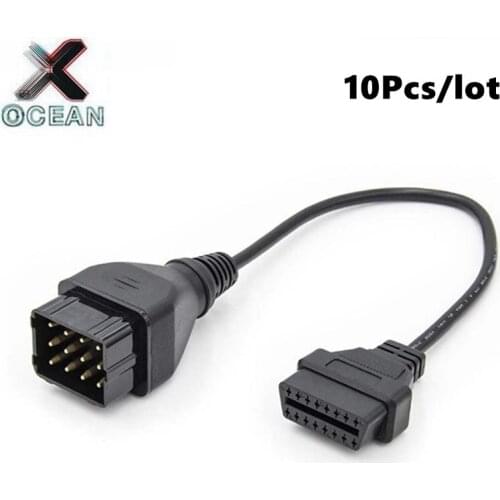 10pcs/lot for GAZ 12Pin Male to 16PIN Female OBD2 extension Cable For Gaz 12 pin Adapter works with Russian Truck free ship