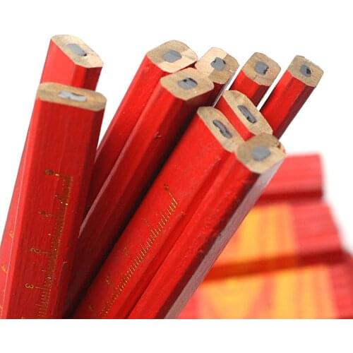 10 pcs/lot Carpenters Pencils with Ruler Black Lead DIY Builder Joiners Woodworking Black Thick Core Flattened Mark pen Pencil