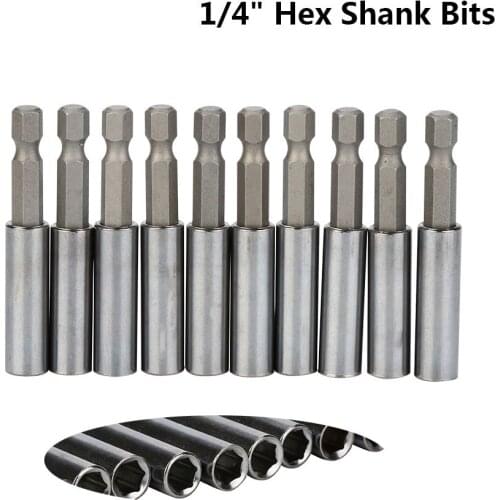 10x Hex Shockwave Magnetic Impact Screwdriver Bit Holder For DeWalt Makita Bosch For 1/4" Hex Shank Bits