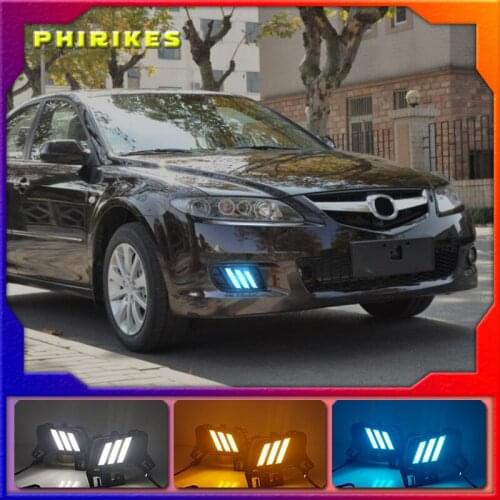 2pcs For Mazda 6 Mazda6 2006-2015 LED DRL Daytime Running Light Daylight Waterproof Turn Signal lamp